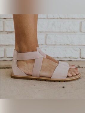 Sorel Ella Pink Tonic Melon Leather Strapy Sandals Sz 7.5 Minimalist NL3535-875